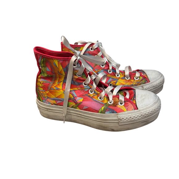 Converse Neon Satin Geometric BIRDS OF MARS HI-TOP Platform Shoes - Picture 1 of 8